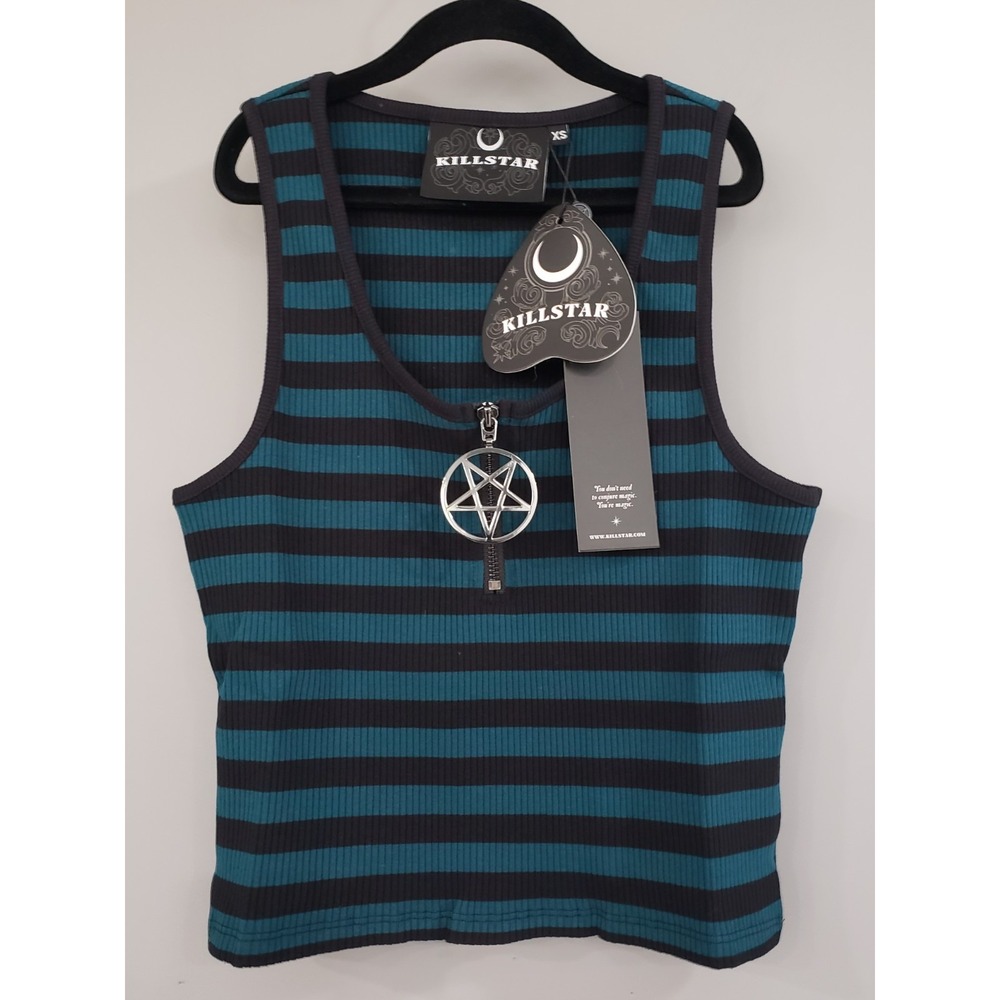NEW XS Killstar Striped Crop top Pentagram punk gothic emo witchy occult tank